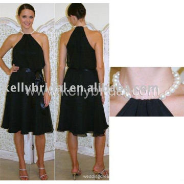 Vestido de noche directo caliente de la fábrica del negro de la venta 2015 El cordón negro Backless atractivo del tafetán del cuello alto rebordeó los vestidos cortos del regreso al hogar